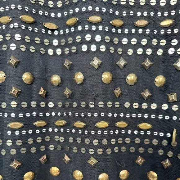 🅽🅴🆆 Badgley Mischka black mesh silver & gold sequin & beads dress, size 10 - Picture 8 of 17